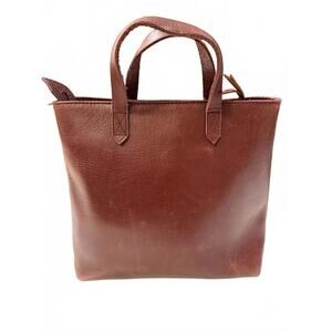 Madewell Small Zip Top Transport Handbag Purse Tote Dark Cabernet Cognac Brown